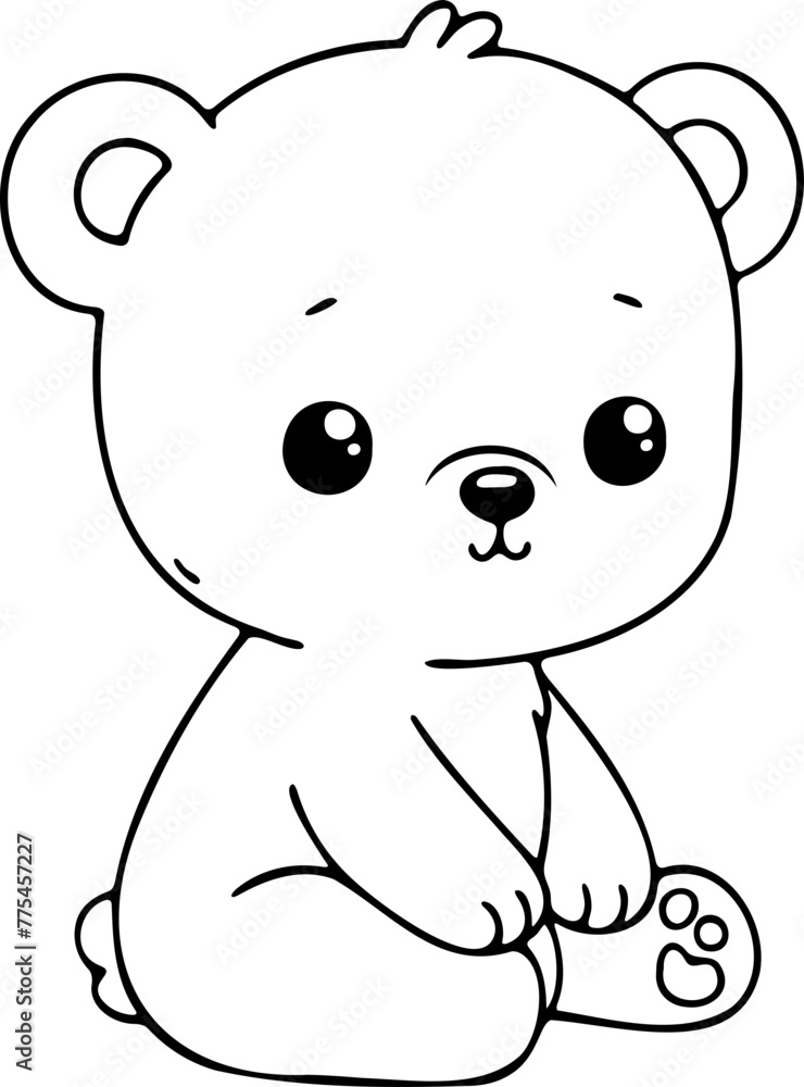 Animal ourson. Pour page ou livre de coloriage pour enfants. Dessin au trait, isolé, vecteur noir transparent. Animal ourson. Pour page ou livre de coloriage pour enfants. Dessin au trait, isolé, vecteur noir transparent.