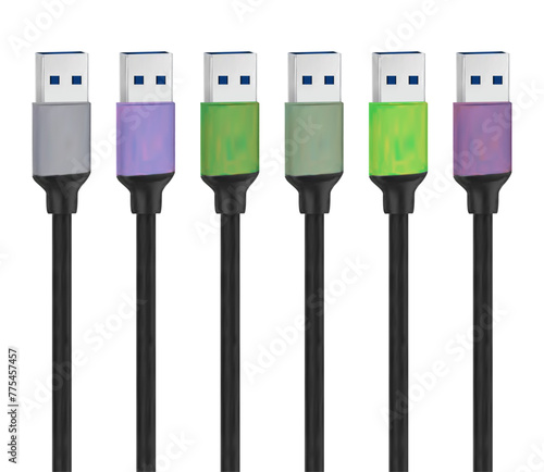 Realistic usb hdmi black cables wires