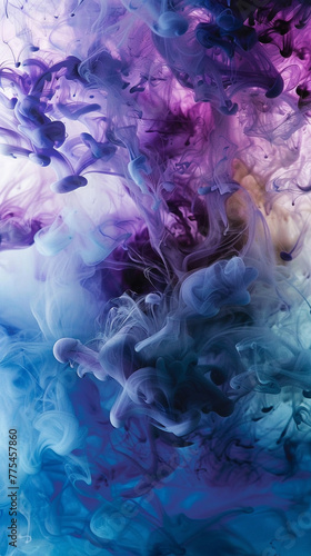 An intriguing composition of ink blending in water, resulting in a visually stunning and ethereal abstract background.