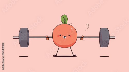 Eyeball Cartoon Lifting Weights with carrot 2d flat
