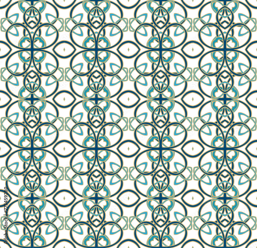 Blue laced abstract mosaic  pattern on white  background