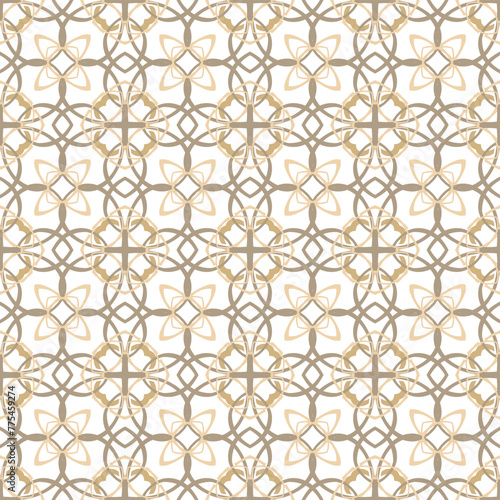 Golden laced abstract mosaic pattern on white background