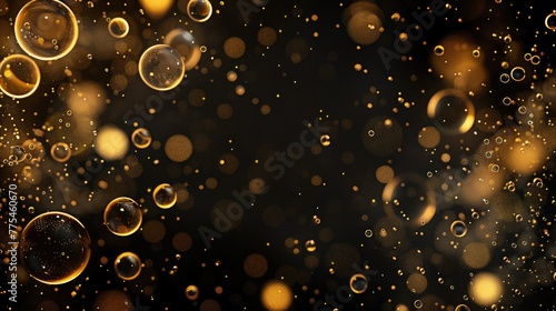 Dive into an enchanting oil bubbles background with bubbling drops of gold liquid. Ai Generated.