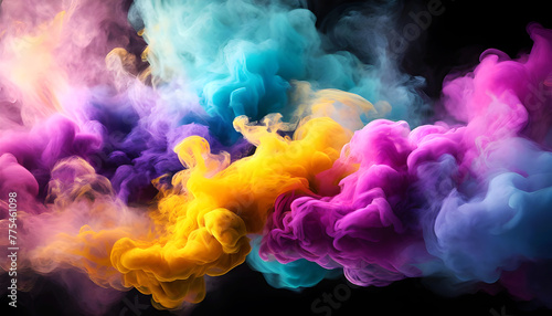 Colorful smoke. Image in AI