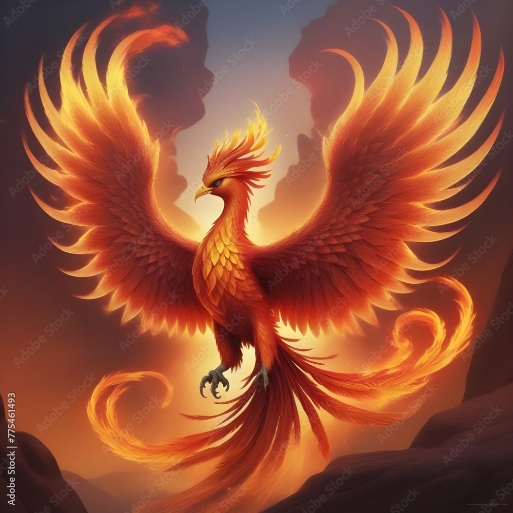 Fototapeta premium Phoenix mythological bird. AI Image