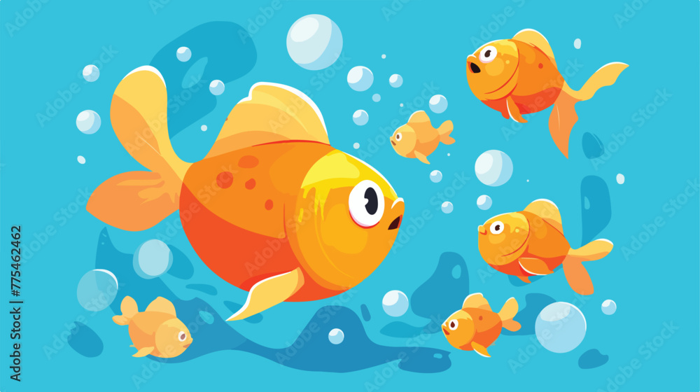 Fish icon 2d flat cartoon vactor illustration isola