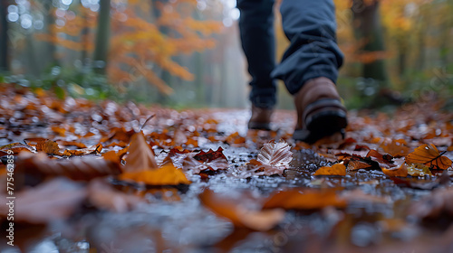 Leaves rustling underfoot on a woodland walk