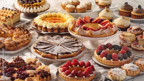 Indulge in a delicious pastry selection, celebrating gourmet indulgence and culinary delight, Ai Generated