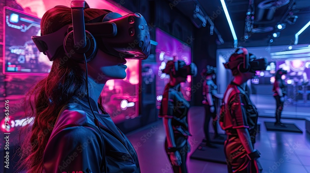 Virtual Gaming Arena: Players Immersed in Intense Reality Battles