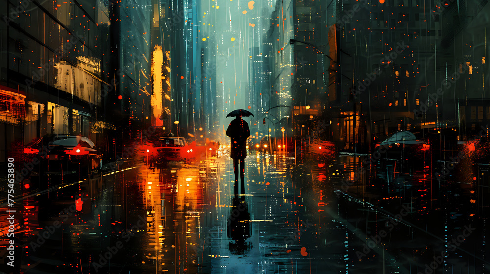 Solitude in Rain: Urban Canvas