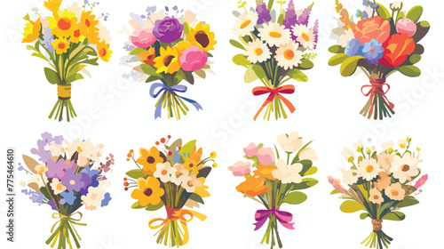 Flower bouquet icon 2d flat cartoon vactor illustra