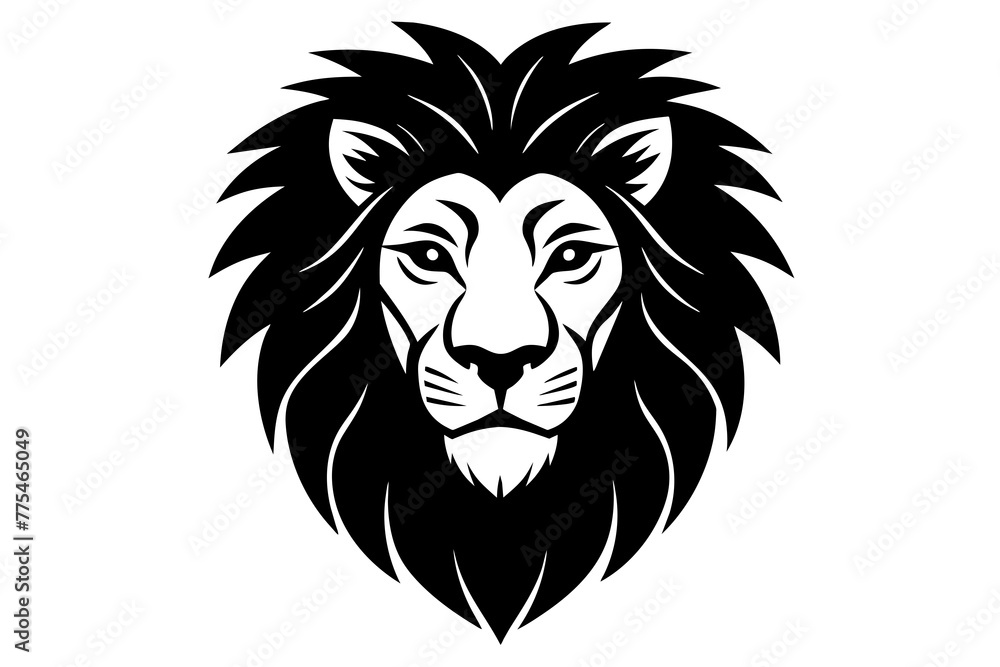 lion head silhouette vector art illustration
