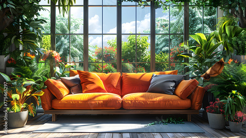 Sunlit Conservatory with Lush Greenery