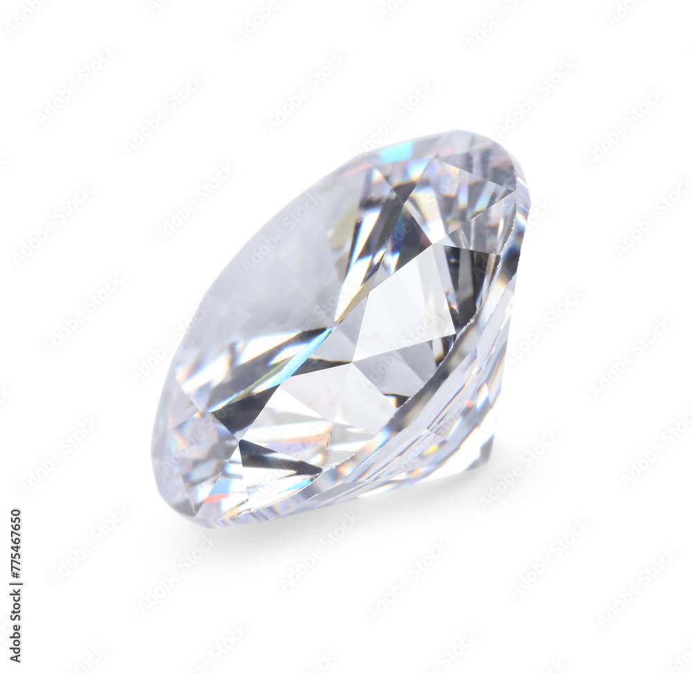 One beautiful shiny diamond isolated on white One beautiful shiny diamond isolated on white
