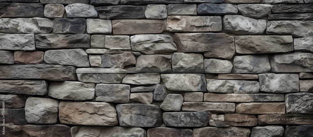 Sturdy grey stone wall with a bright red fire hydrant standing in front of it