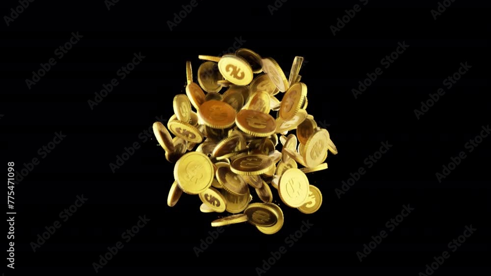 gold hryvnia coins appear on a transparent background. Growing investments. 3d animation gold hryvnia coins appear on a transparent background. Growing investments. 3d animation