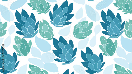 Blue agave vector seamless pattern Flat design of s