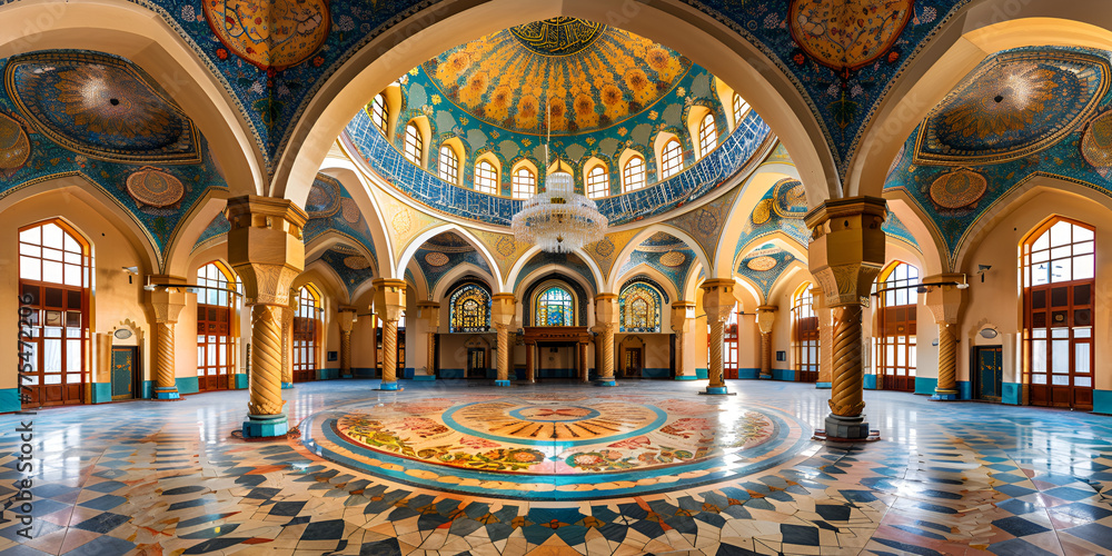 Obraz premium Fairytale Castle: The splendor of paintings and mosaics on the walls and ceilings We shape our buildings; thereafter they shape us