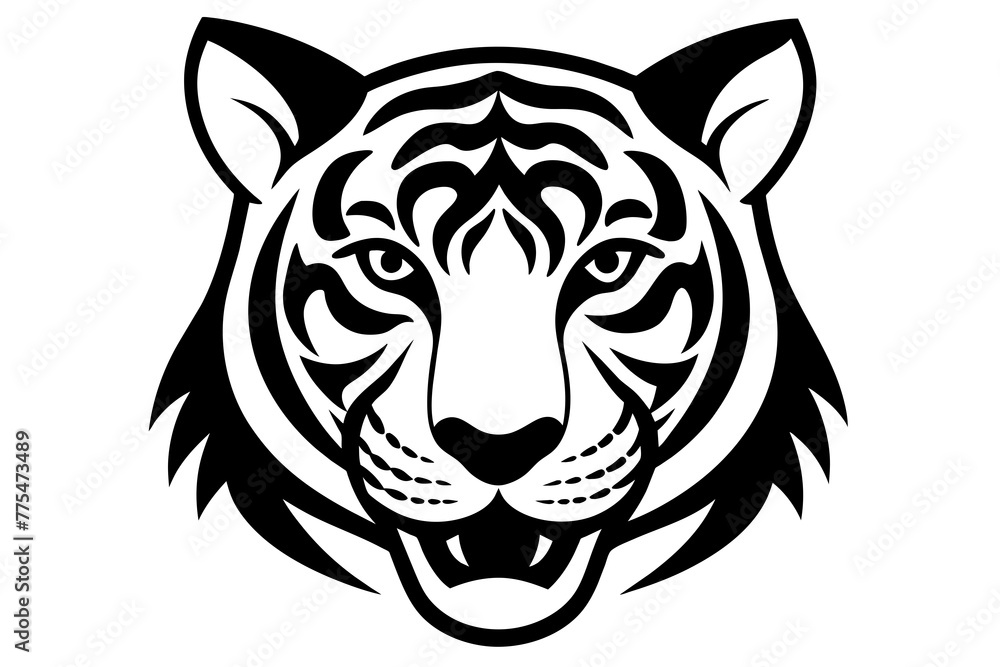 Tiger Head silhouette vector art illustration