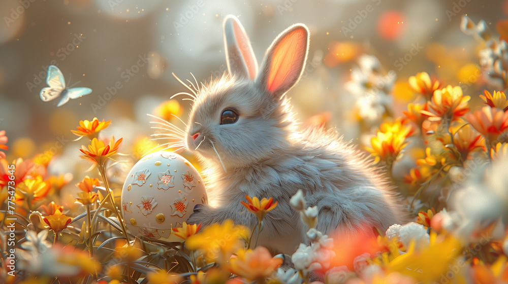 Delightful AI interpretation of Easter festivities, featuring a cheerful Easter bunny-2 Delightful AI interpretation of Easter festivities, featuring a cheerful Easter bunny-2