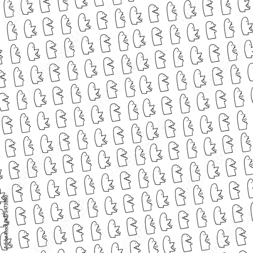 Small cartoon faces with open toothy mouths