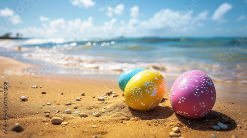 easter eggs on the beach