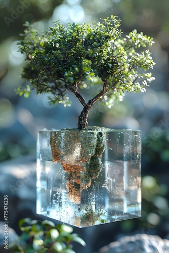 Encapsulated Botanical Preservation within a Cubic Glass Display
