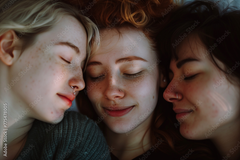 Polyamorous relationship between three lesbian women, a portrayal of