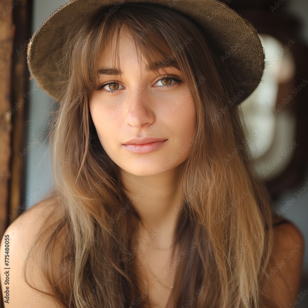 Portrait of a Young Woman Wearing a Straw Hat Portrait of a Young Woman Wearing a Straw Hat