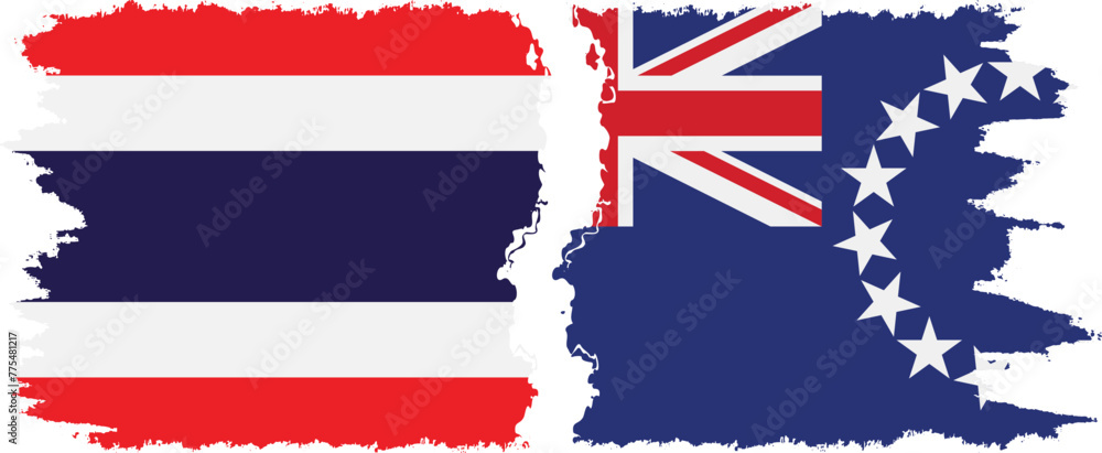Cook Islands and Thailand grunge flags connection vector Cook Islands and Thailand grunge flags connection vector