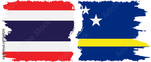 Curacao and Thailand grunge flags connection vector