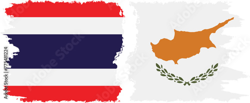 Cyprus and Thailand grunge flags connection vector
