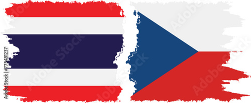 Czech and Thailand grunge flags connection vector