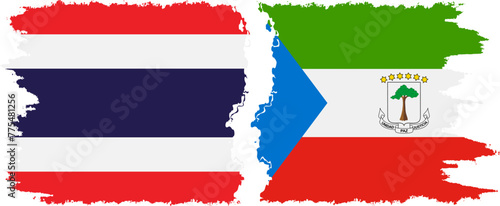 Equatorial Guinea and Thailand grunge flags connection vector