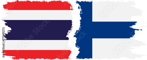 Finland and Thailand grunge flags connection vector