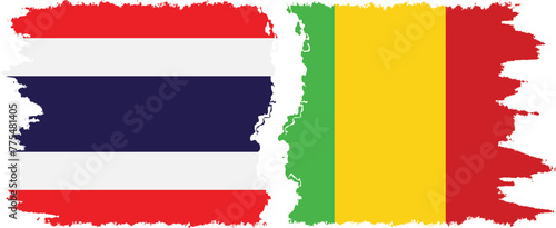 Mali and Thailand grunge flags connection vector