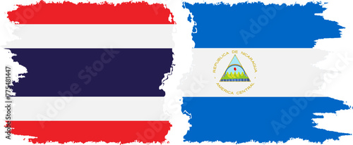 Nicaragua and Thailand grunge flags connection vector
