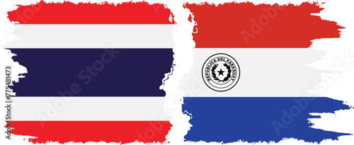 Paraguay and Thailand grunge flags connection vector