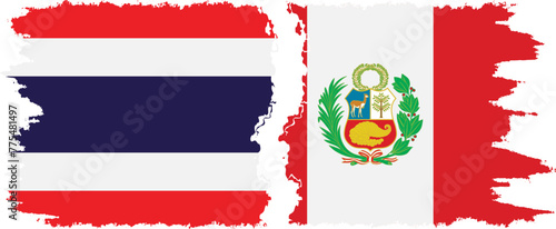 Peru and Thailand grunge flags connection vector