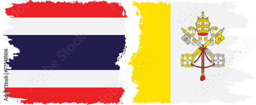 Vatican and Thailand grunge flags connection vector