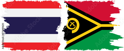 Vanuatu and Thailand grunge flags connection vector