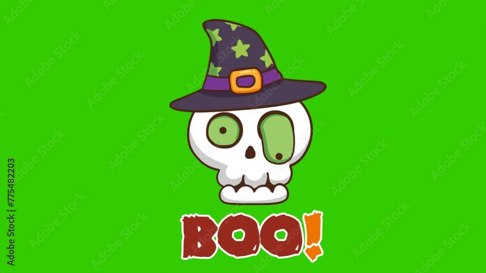 skull on halloween animation on green screen skull on halloween animation on green screen