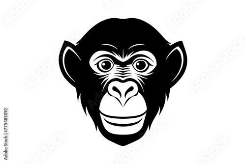 chimpanzee head silhouette vector art illustration photo