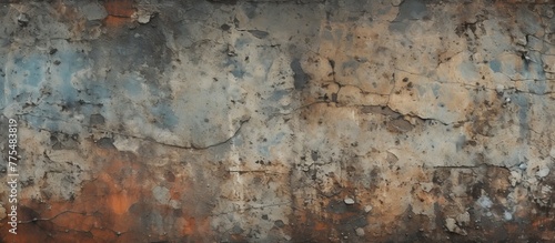 Close-up view of a weathered wall with a rusty surface  featuring a red fire hydrant