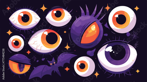 Halloween eyeballs icon 2d flat cartoon vactor illu