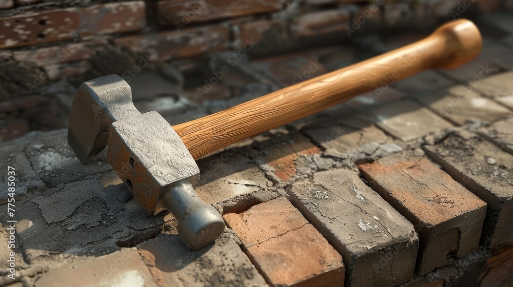 Brick hammer, Construction equipment conception, Images for advertisements and banners