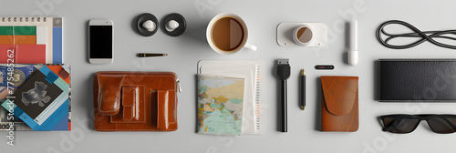 Travel Essentials: A Chic and Minimalist LX Travel Kit Arranged Against a Pristine White Background