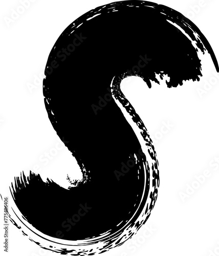 Japanese calligraphy “s” alphabet.Vector illustration. Handwritten alphabet.uppercase letter s. handwritten letters s