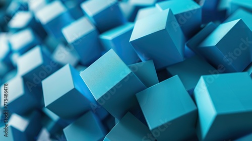 close up of aqua blue minimal 3d shapes background 