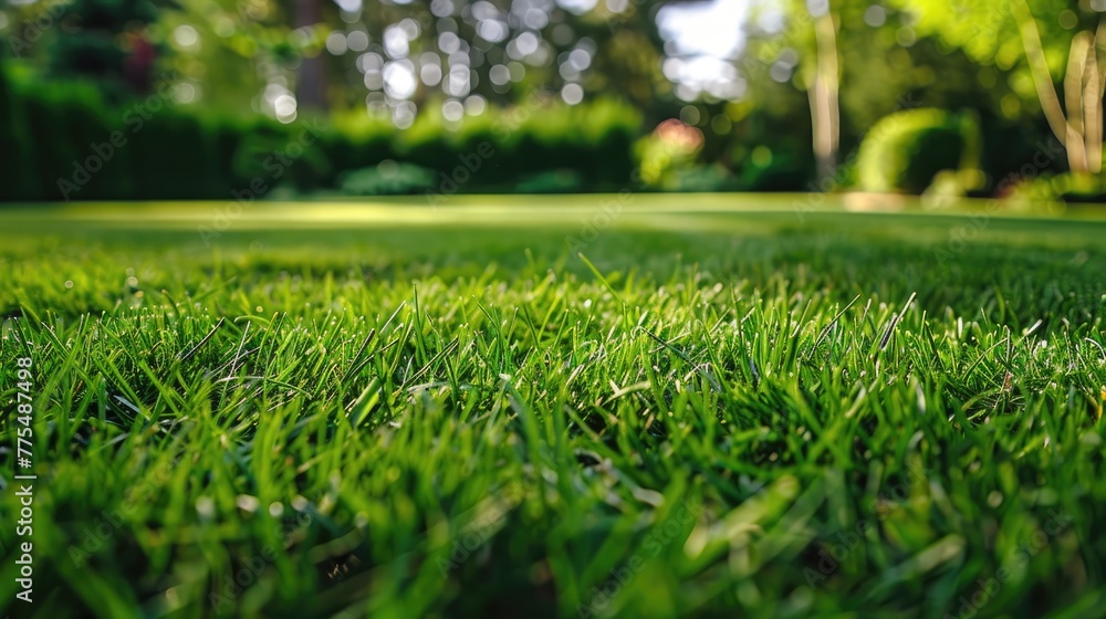 Neatly trimmed grass lawn